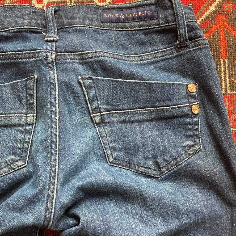 Rock & Republic Women's Blue denim Skinny Jeans stretch 4 - Picture 3 of 4